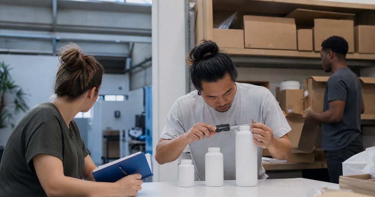 Flapen cover for Amazon brand management tiers: the complete guide: three bottle sizes in a row being measured at a sample table