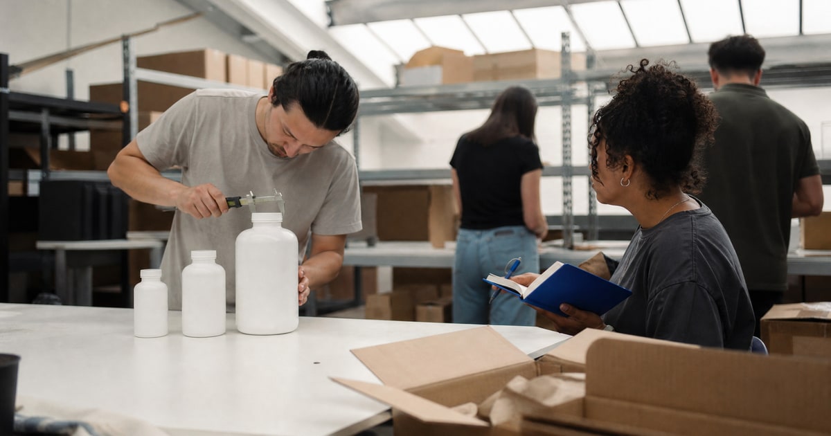 Flapen cover for Best audit services for Amazon ad accounts: three bottle sizes in a row being measured at a sample table