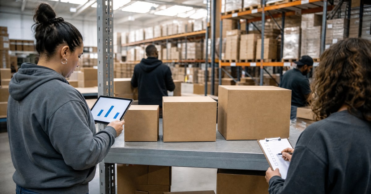 Flapen cover for Which agency for Amazon listing optimization private label: three carton sizes on a shelf being counted