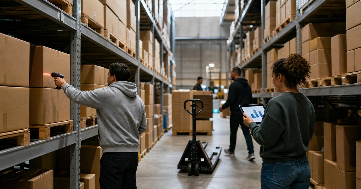 Flapen cover for What to use for VAT compliance on Amazon Europe: scanning cartons on pallet racking with a handheld scanner and a tablet